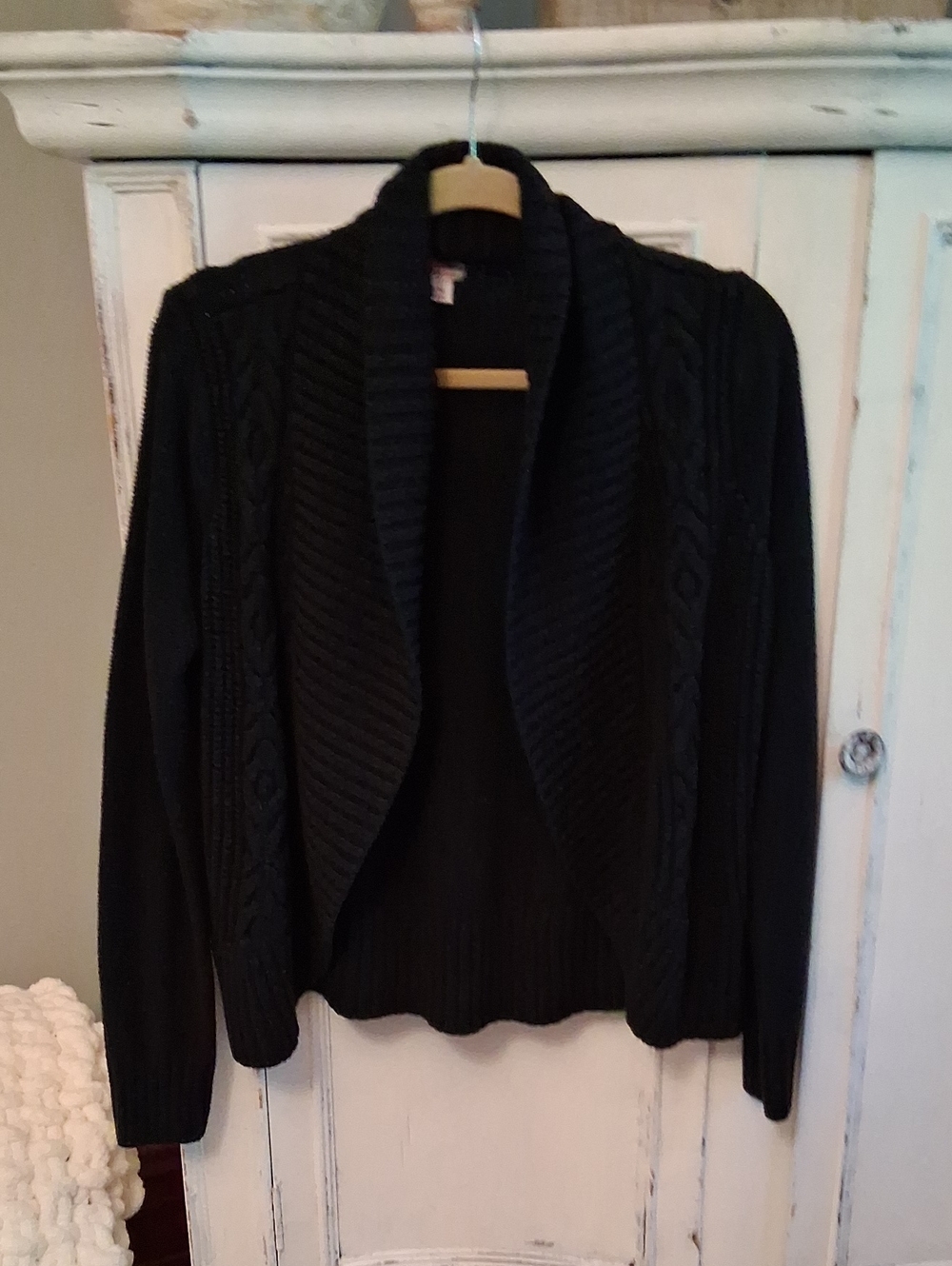 Mossimo Supply Co. Black Open-Front Cable Knit Cardigan